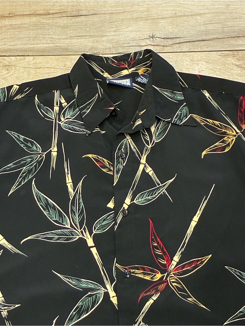 Black Floral Short-Sleeve men’s casual button up